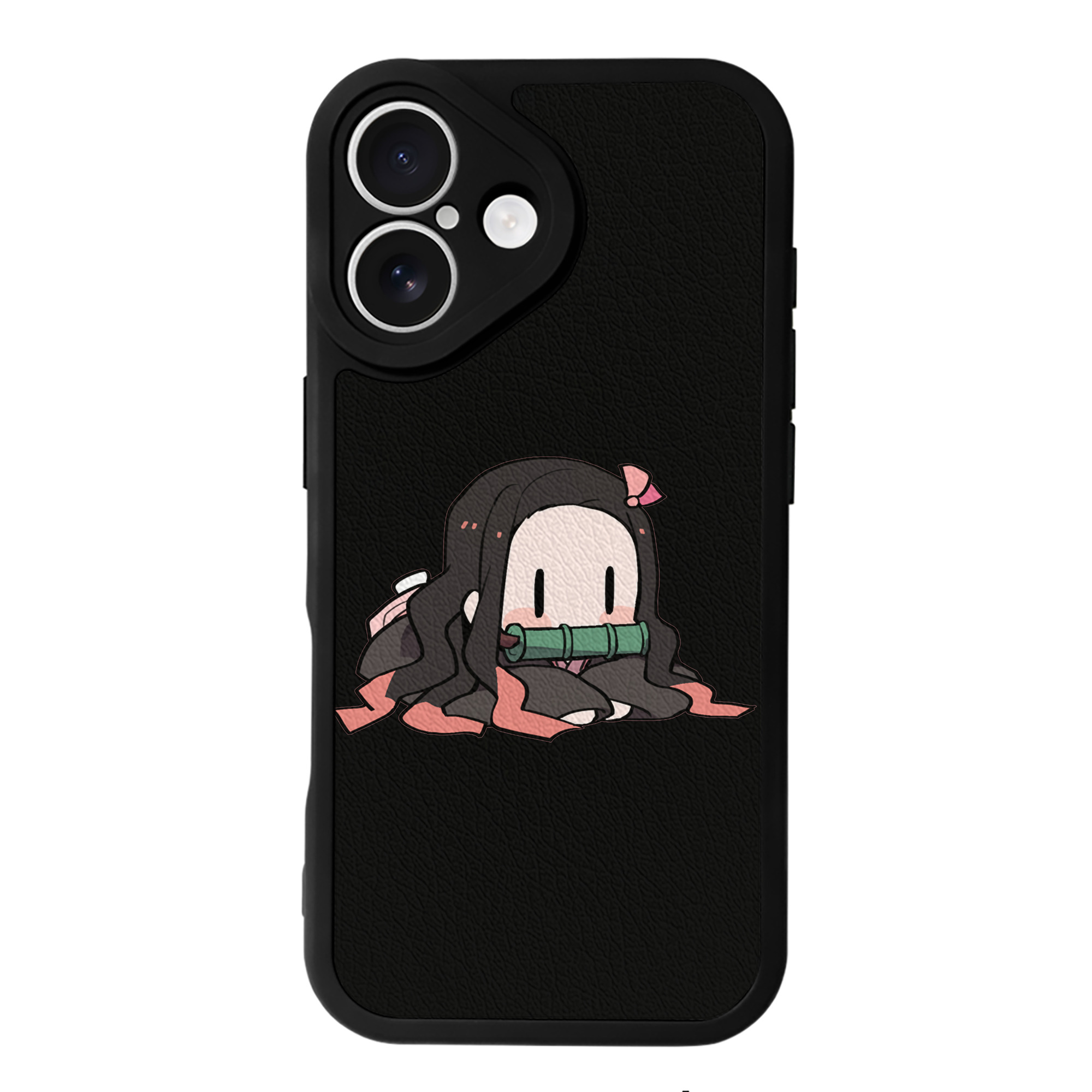 （画像用） 鬼滅の刃（きめつのやいば）竈門 禰󠄀豆子／かまど ねずこ Kamado Nezuko 【iPhone 16シリーズ対応】シリコンスマホケース（レザー調） 材質：シリコン